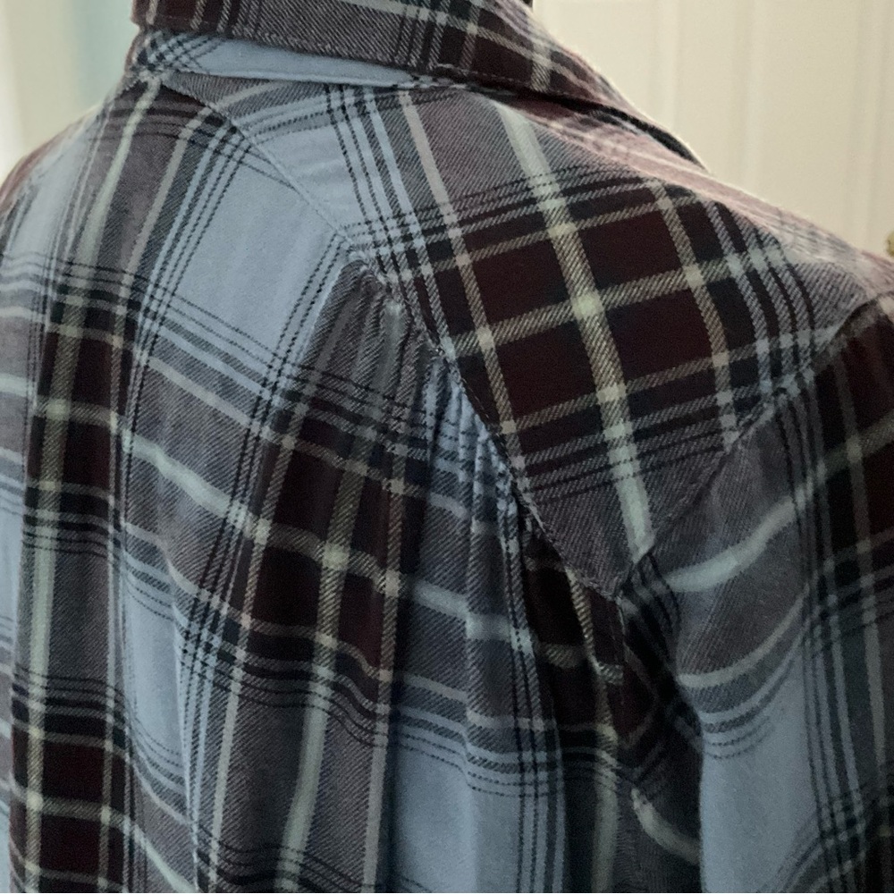 j.jill Small Plaid Button-Down / Button-Up Blue B… - image 6